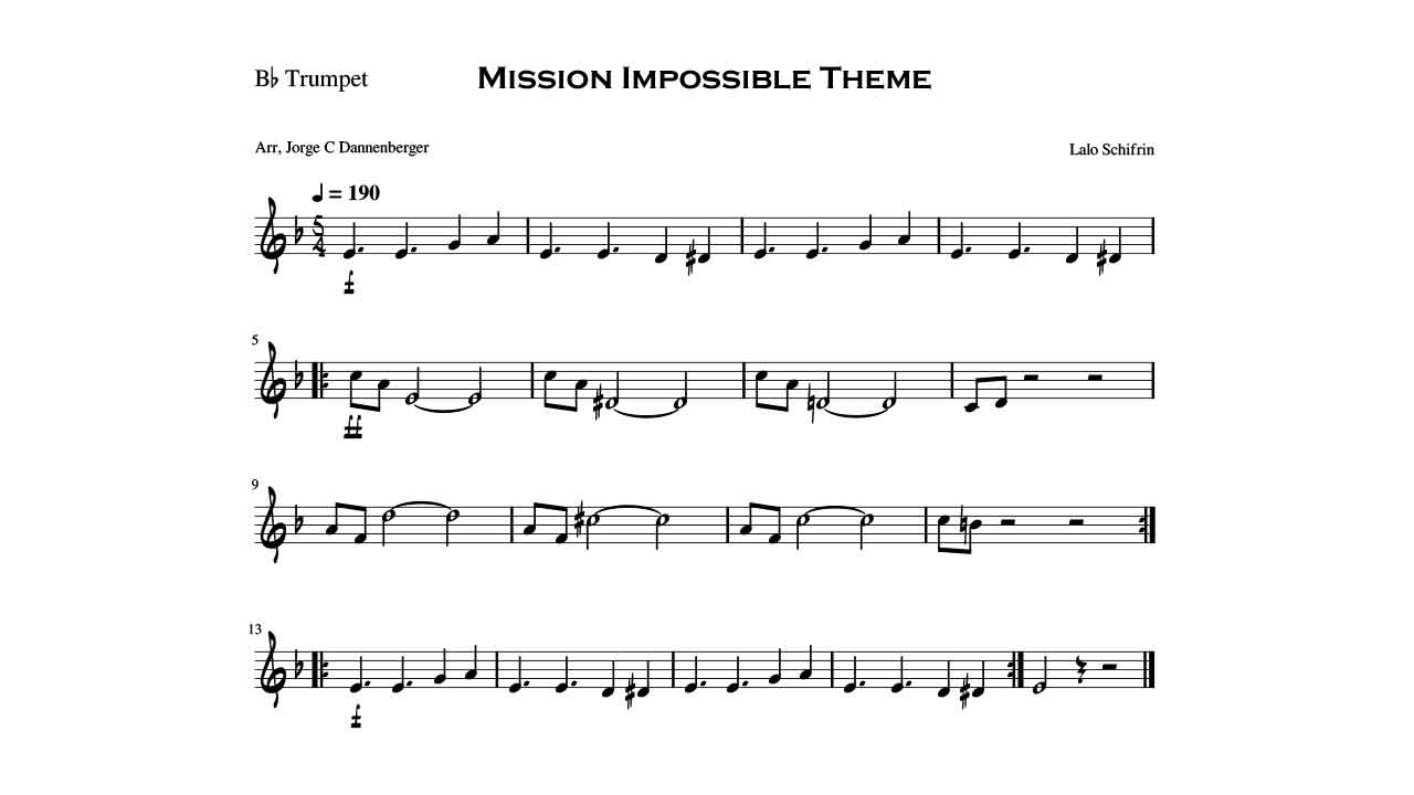 trombone, sheet, music, transcription, trombon, free download, cover, trombone solo, trumpet, trompeta, Mission Imposible