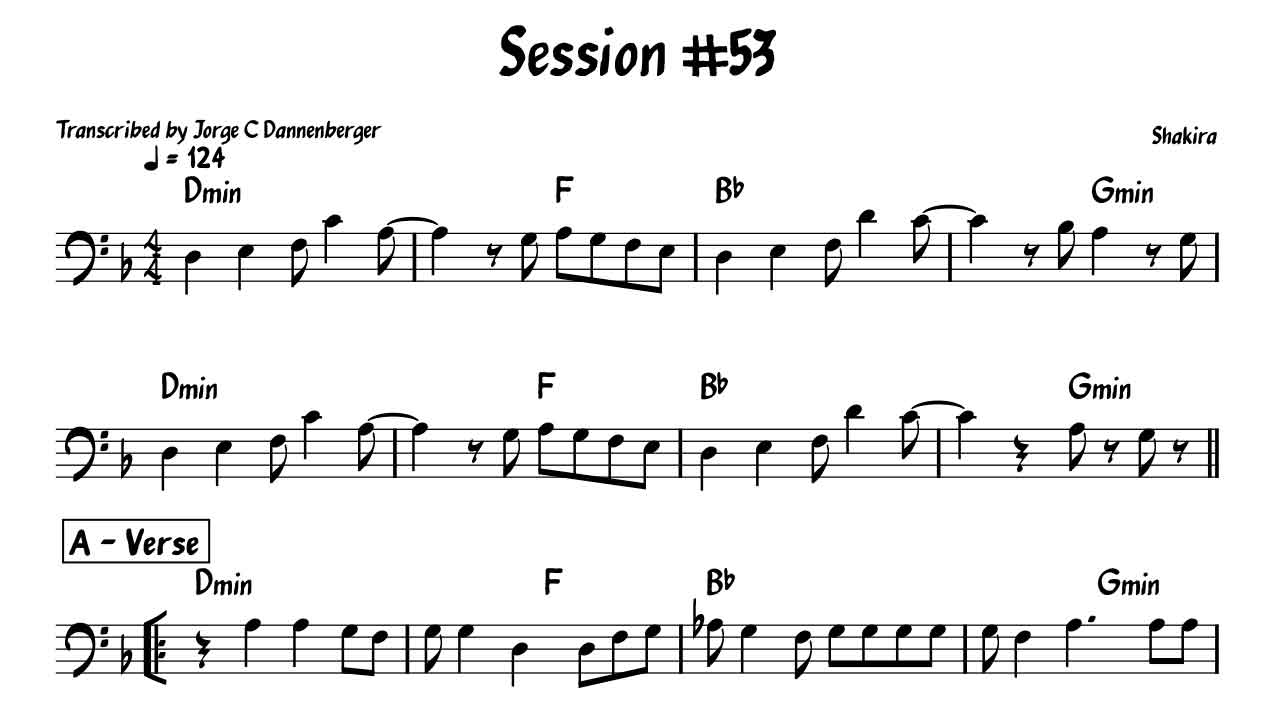 Session #53, Shakira, pop, trombone, sheet, music, transcription, trombon, trombone solo, free download, Session #53 score, Session #53 sheet music, score