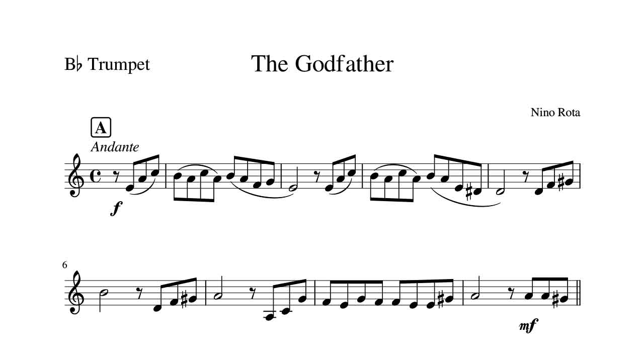 sheet, music, transcription, free download, cover, trumpet, trompeta, trumpet solo, trompeta sola, The Godfather