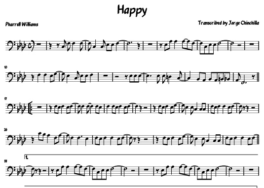 pharrell williams, pop, trombone, sheet, music, transcription, happy, trombon, free download