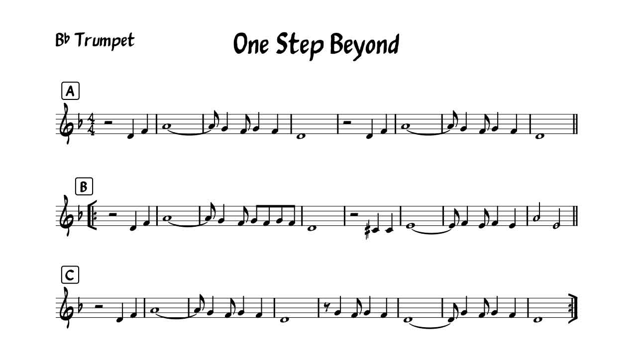 trombone, sheet, music, transcription, trombon, free download, cover, trombone solo, trumpet, trompeta, One step beyond