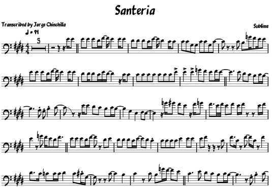 pop, trombone, sheet, music, transcription, trombon, free download, cover, trombone solo, santeria, santeria cover, santeria sheet music, santeria score, sublime