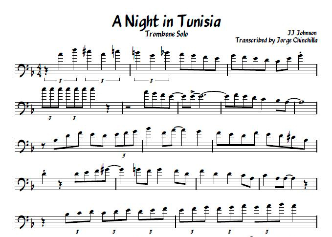 a night in tunisia jazz trombone solo transcription
