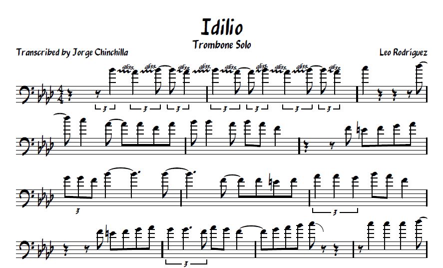 idilio jazz trombone solo transcription